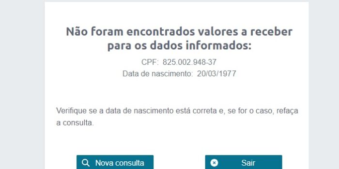 Tela de valores a receber do Banco Central